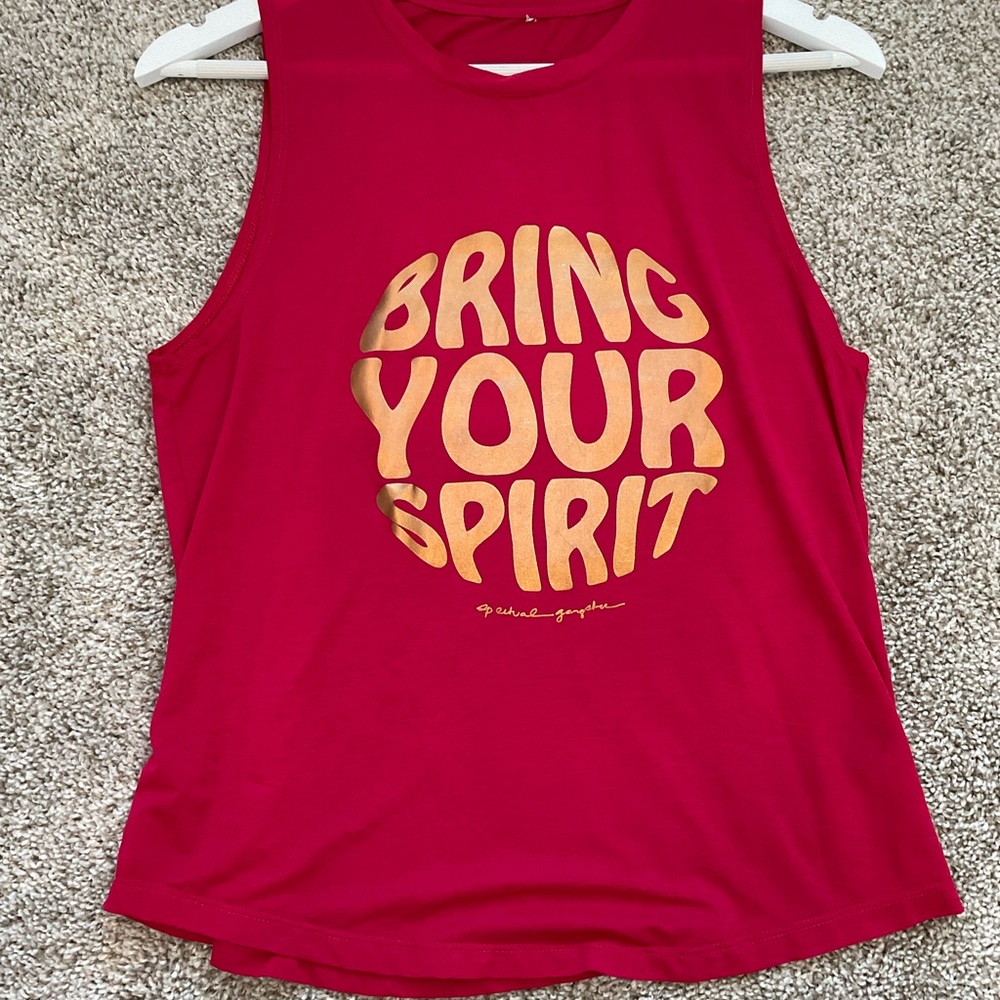 Spiritual Gangster Pink Tank Top with Gold Print
